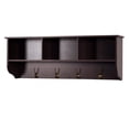 thumbnail image 3 of Espresso Entryway Wall Mounted Coat Rack with 4 Dual Hooks Living Room Wooden Storage Shelf, 3 of 5