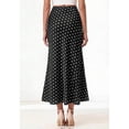 thumbnail image 3 of Dot Black White Womens High Waist Polka Dot Satin Midi Skirt A-Line, 3 of 6