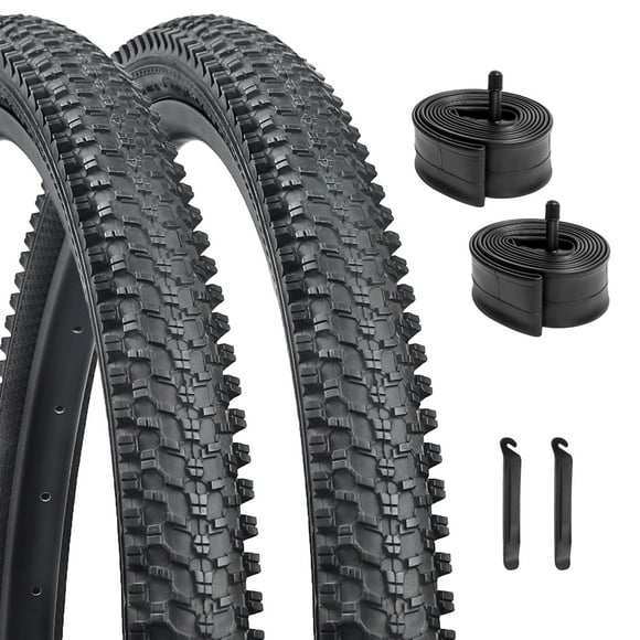 26 x1.95 Inch Mountain Bike Tire,HUIOK Folding Replacement Bike Tire,Cushioned and Comfortable MTB Bicycle tire,Rubber Tires for Hard Roads, Muddy(2 Tires 2 Tubes 2 Levers/Black)