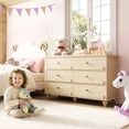 thumbnail image 2 of Homieasy 6-Drawer Dresser for Bedroom - 43" Modern Chest of Drawers with Scalloped Front, Storage Organizer for Living Room, Hallway & Entryway,Natural Oak, 2 of 8