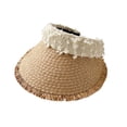 thumbnail image 2 of HONHUZH Summer Hats Womens Summer Wide Brim Visor Hat Ponytail Hole Foldable Sun Protection Cap, 2 of 6