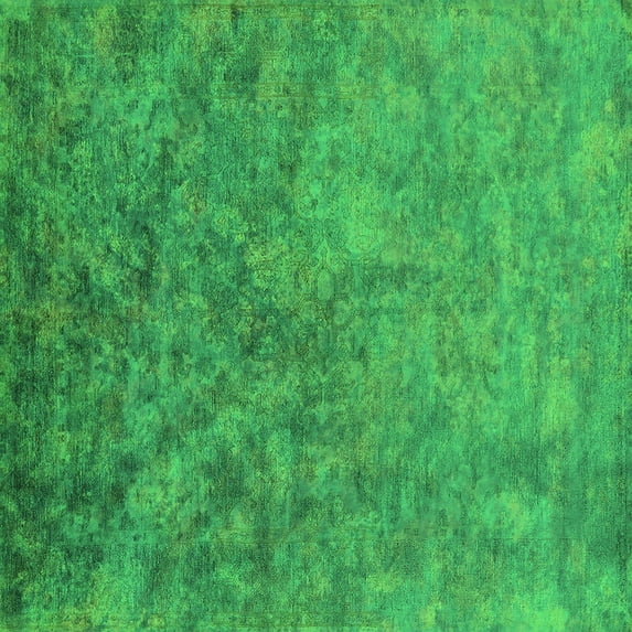 Ahgly Company Indoor Square Oriental Green Industrial Area Rugs, 6' Square