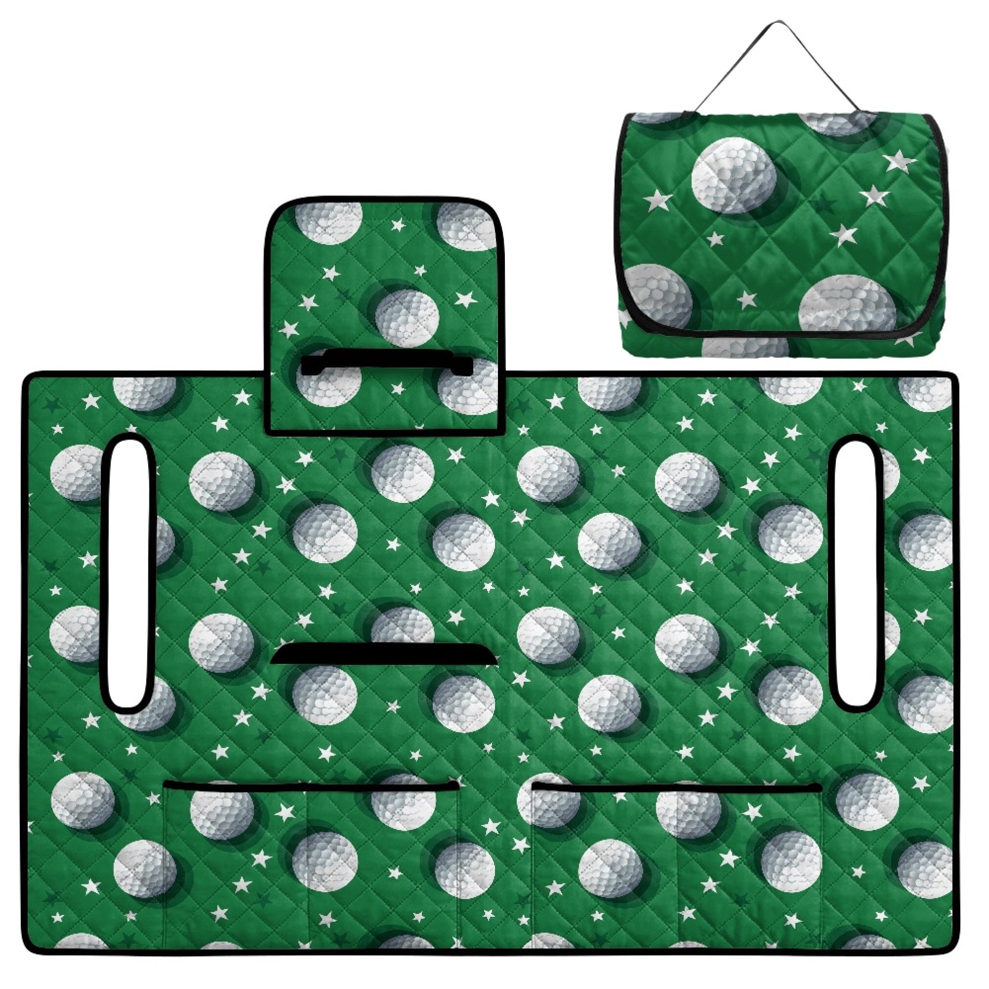 FKELYI Golf Star Green Print Golf Cart Accessories Portable Golf Cart Seat Cover Cushion Protector Foldable Carts Cushion Towel Blanket for EZGO Yamaha Carts