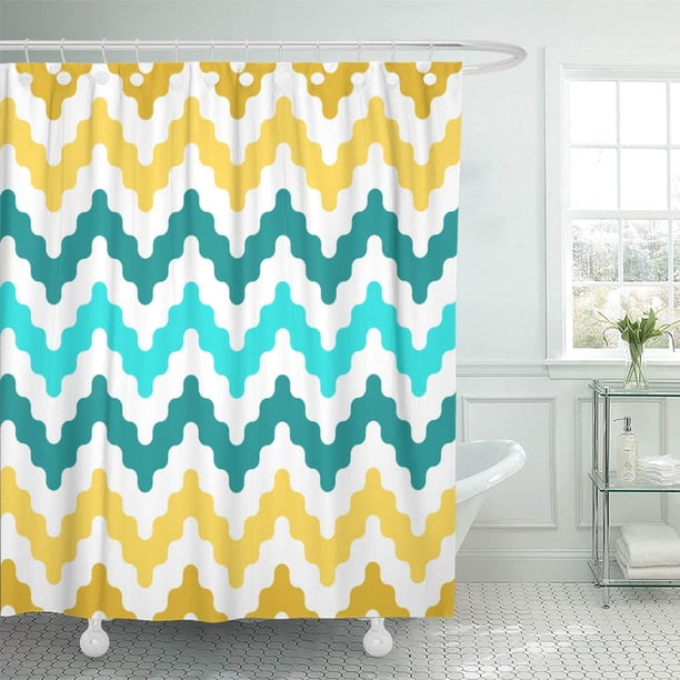 Cynlon Ikat Colorful Zigzag Geometric Seamless Pattern In Blue And Yellow Bathroom Decor Bath Shower Curtain 60x72 Inch Walmart Com Walmart Com