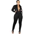 thumbnail image 1 of "Conjunto completo deportivo para mujer, con cremallera, color sólido, leggings bifurcados, traje deportivo casual de dos piezas, negro, L" Xishao ropa, 1 of 2