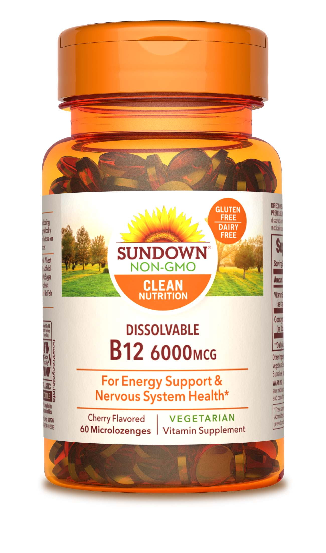 Sundown Sublingual Vitamin B12 6000 mcg, 60 Microlozenges
