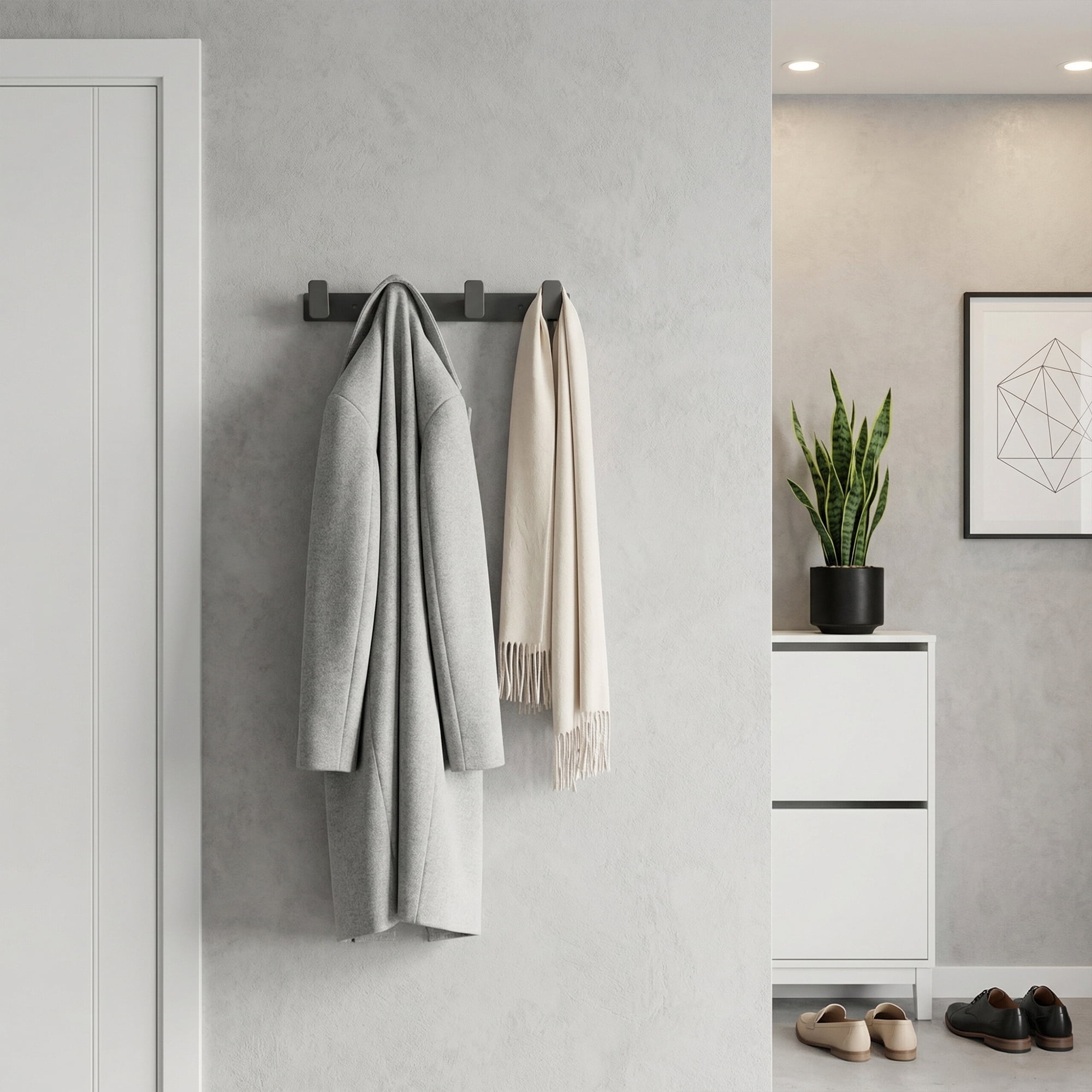 Unique Bargains Coat Rack Wall Mount Aluminum Hook for Entryway Bathroom Gray 13.4"x1.3"