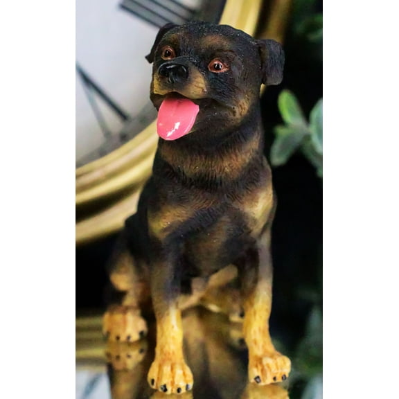 Cute Sitting Rottie Rottweiler Puppy Dog Dollhouse Miniature Figurine Pet Pal
