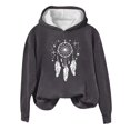 thumbnail image 1 of Rbaofujie Sweat à Capuche Surdimensionné pour Femmes Imprimé Décontracté Col Rond Manches Longues Chandails en Molleton Amples à Capuche Gris Foncé Pulls d'Halloween pour Femmes, 1 of 3