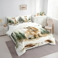 thumbnail image 3 of Manfei Cute Rabbit Bedding Comforter Set 7pcs for Girls, Cartoon Woodland Animal Full Bedding Set, Green Pine Tree Fitted Sheet Flat Sheet, Ultra Soft Home Decor, 3 of 8