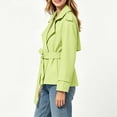 thumbnail image 5 of Women's Short Lapel Trench Jackets - Belted Waist Button Long Sleeve Coat Tops - Lightweight Windbreaker with Pockets, 5 of 7