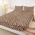 thumbnail image 4 of Homewish Cheetah Leopard Print Twin Sheet Sets, Brown Stripes Lines Twin Fitted Sheet, Modern Fashion Style Flat Sheet, Super Cozy Room Decor, 3-Piece, 4 of 8