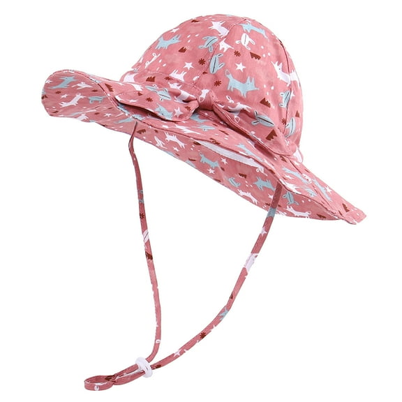 Zwiiyzr Toddler Bucket Hat Wide Brim Baby Summer Sun Protection Fashion Print Bow Sun-outdoor Cute Sunscreen Baby Beach Gear Watermelon Red 18 Months-5 Years