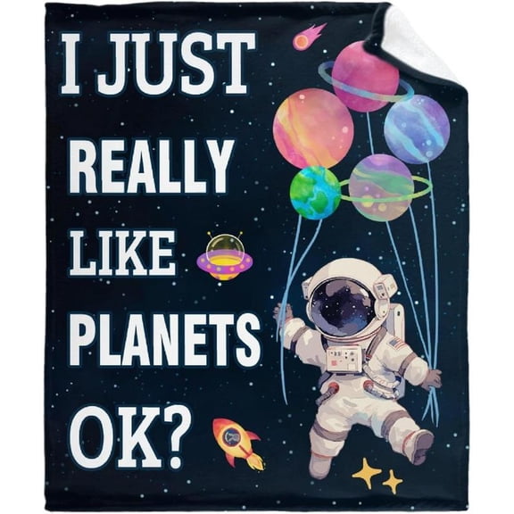 [60x50inch] Soft Funny Throw Blanket Cute Space Blanket For Boys Girls Space Gifts For Men Women For Bed Sofa Lightweight Traveling Camping