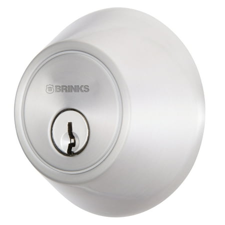 Brinks Single Cylinder Deadbolt Lock, Satin Nickel Finish