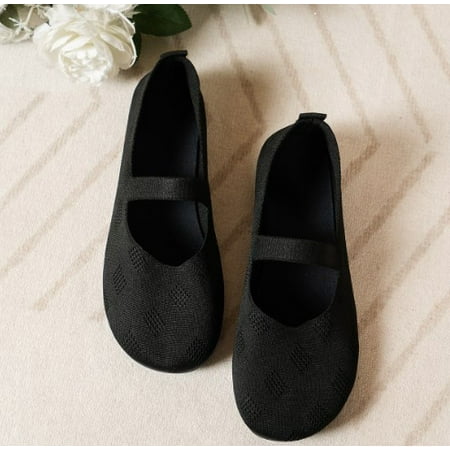 

Ladies Casual Pure Colour Breathable Fly Weave Large Size Flat Casual Shoes Single Shoes Walking Shoes High Tops