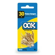 OOK Conventional Picture Hangers, Brass Finish, 30LB, Pack of 6