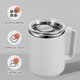 thumbnail image 1 of Taza de café de 450 ml Taza de acero inoxidable aislada con asa y tapa (blanco lechoso), 1 of 7