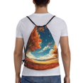 thumbnail image 2 of Drawstring Backpack - Whimsical Autumn Leaf Breeze Splash Proof Small Drawstring Gym Bag for Women Men, Cinch Sports String Bag Backpack for Travel Swimming Beach, 2 of 8