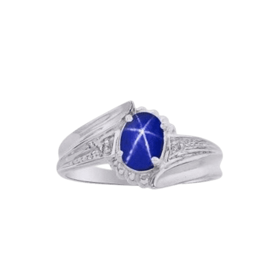 JewelryLoversZone 925 Sterling Silver Star Sapphire Ring Blue Star Sapphire Elegant Silver Ring Handmade Luxury Jewelry for Gift Silver 3