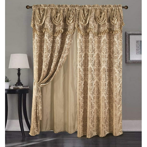 Sparta Jacquard 54 x 84 in. Double Rod Pocket Curtain Panel w/ Attached ...