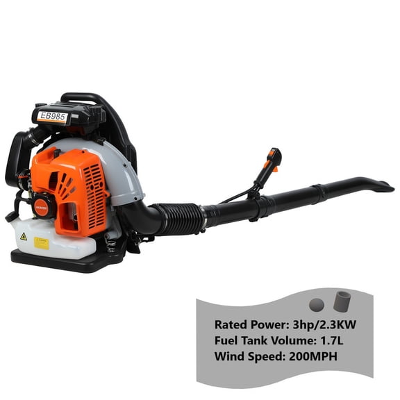 Backpack Gas Powered Leaf Blower, Commercial 2.3kW 700CFM 65CC 3HP 2-Stroke Powerful Lightweight Gasoline Grass Lawn Blower 1.7L Fuel Tank for Yard Lawn Care, Snow Removal
