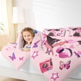 thumbnail image 4 of Erosebridal Cartoon Cute Girls 7-Piece Bedding Comforter Set,Pink Butterflies Stars Loves Pattern King Bedding Sets For Kids,Reversible Pink, 4 of 7
