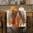 thumbnail image 2 of Fall Watercolor Trees & Maple Leaves Striped Table Runner 13x108 Inch, Rustic Farmhouse Autumn Thanksgiving Decor for Kitchen, Dining, Indoor/Outdoor Holiday Dinner Party Orange GT157-108, 2 of 6