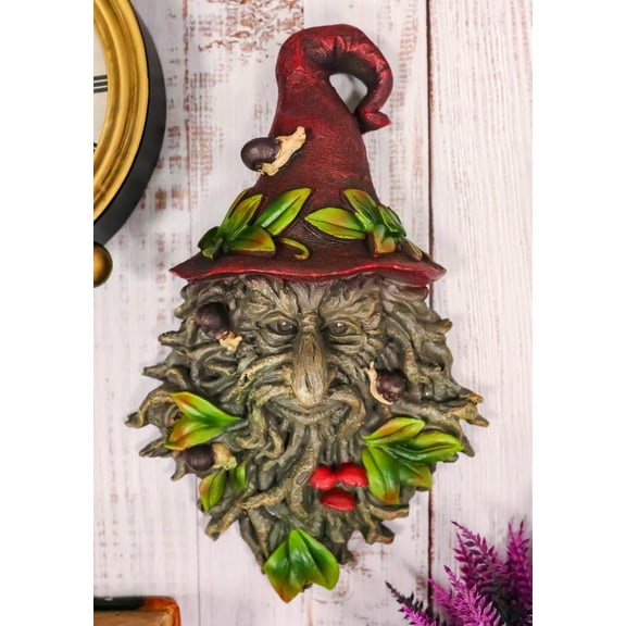 Celtic Toadstool And Snails Greenman With Magical Sorting Hat Wall Decor Plaque