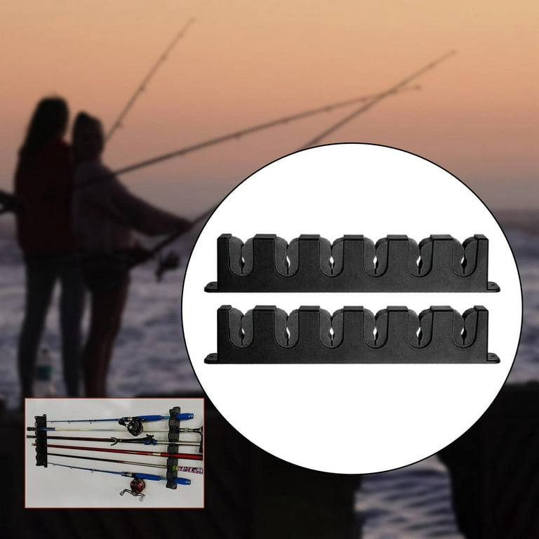 6 Fishing Rod Wall Rack Horizontal Mount, Easy Setup for Garage Boat  Vehicle Black