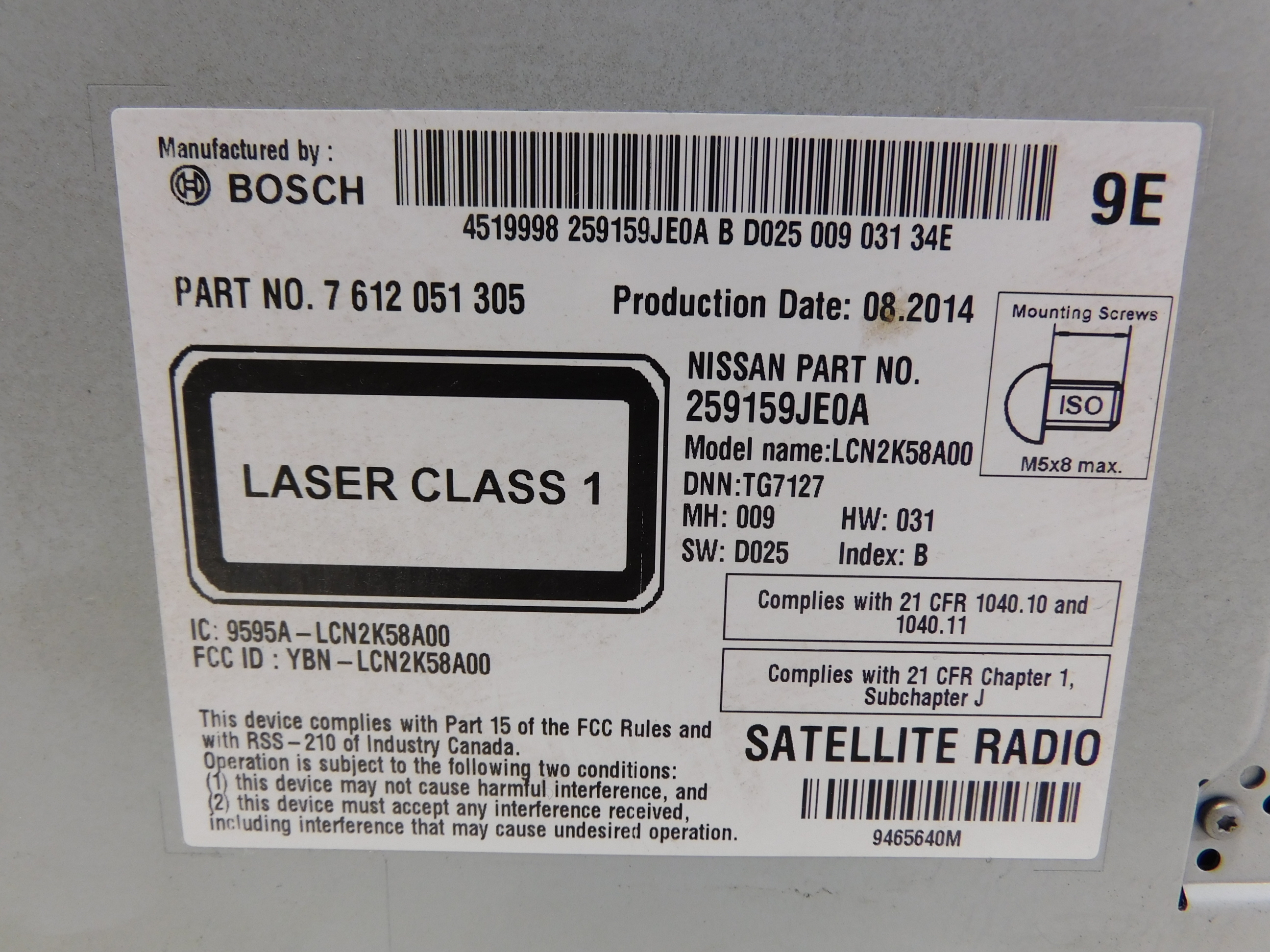 Pre-Owned 14 Nissan Sentra CD Player Navigation Radio OEM LKQ - Verify Specific Vehicle Fitment In Description - (Good)