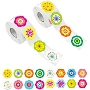 600 PCS Adorable Flower Stickers in 16 Designs with Perforated Line Expanded Version (Each Measures 1.5" in Diameter)