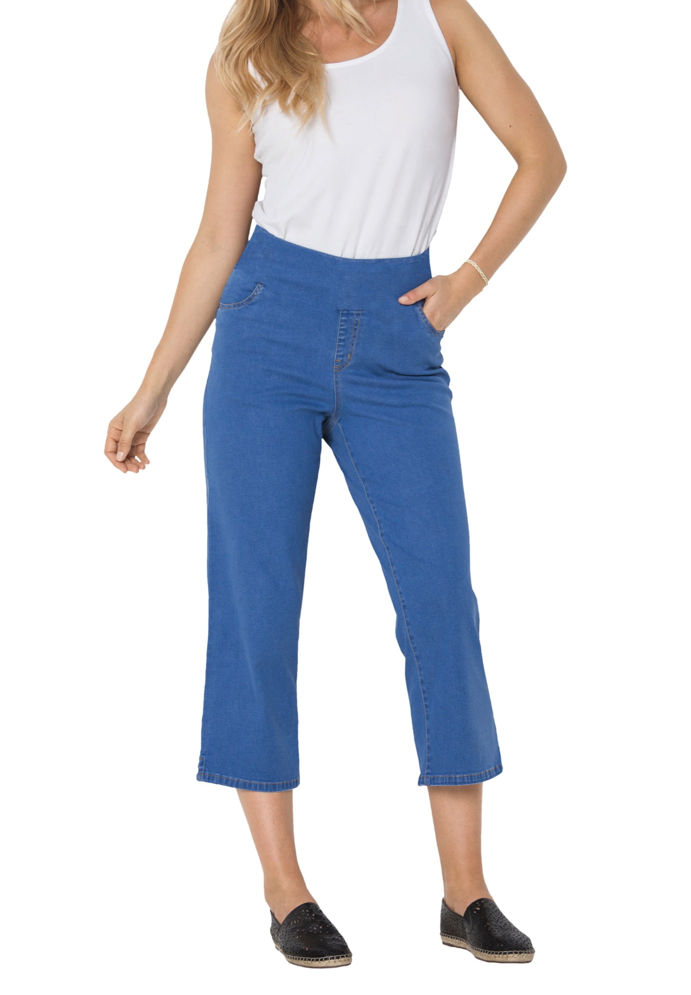 Woman Within - Woman Within Women's Plus Size Pull-On Denim Capri Pants - Walmart.com - Walmart.com