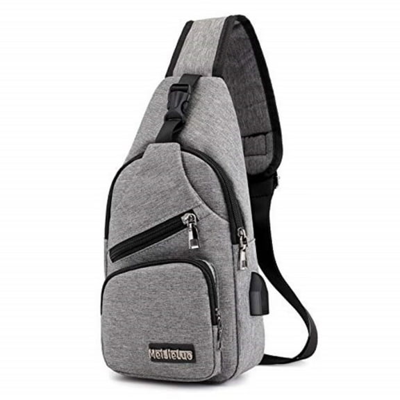 Shoulder Backpack Urban Travel Crossbody Bag Sling Bag Chest Bag Men Oxford Small Casual Outdoor Travel USB Charging Port - Gray