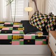 thumbnail image 5 of Manfei Festive Christmas Tree Zipper Twin Comforter Sets with Fitted Sheet and 2 Pillowcases,Modern Checkerboard Zipper Bedding Set,Green Pink,Black Reversible,4pcs, 5 of 8