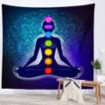 thumbnail image 2 of Tapiz de pared, tapiz de estatua de Buda indio, tapiz de mandala de 7 chakras para colgar en la pared, decoración, para sala de estar (150 × 130 cm), 2 of 5