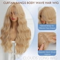 thumbnail image 2 of Synthetic Wavy Wig with Curtain Bangs,   Wave Wig for Women, 4x2" Hand-Tied Forehead Hairline Simulated Scalp Lace Wig, Glueless Synthetic Wig with Bangs, Synthetic Wig for Daily Use, 2 of 6