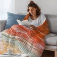 thumbnail image 3 of Burnt Orange Ombre Coastal Throw Blanket,Flannel Fleece Blanket with Striped Design for Couch,Summer Nautical Beach Ocean Seaside Soft All Season Plush Blankets for Sofa Office Travel 40"x50", 3 of 9