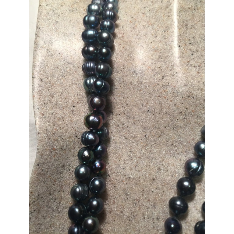 Large black pearl necklace online
