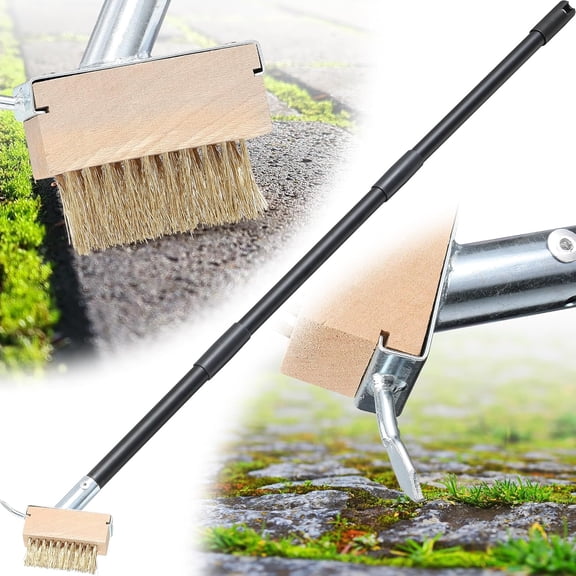 Manual Crack Weeder, Heavy Duty Weed Remover Tool with Long Handle,45 Inch Weed Remover Tool for Driveway, Sidewalk, Paver, Flagstone, Garden Lawn Yard,2-in-1 Garden Tool