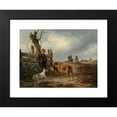 thumbnail image 2 of Carl Friedrich Schulz 18x15 Black Modern Framed Museum Art Print Titled - Young Boy Resting Beside a Fence with Hunting Dogs (1835), 2 of 5