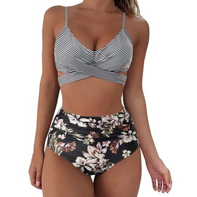 Mode Maillots de Bain Femmes Ensembles Sans Manches Imprimé Maillot de Bain Ensemble Push-Up Maillots de Bain Rembourrés Maillots de Bain Maillots de Bain Maillots de Bain pour Femmes Maillots de Bain pour Femmes