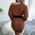 thumbnail image 5 of XEGLSBU Womens Sweater Dresses for Fall Brown Womens Boat Neck Long Batwing Sleeve Casual Loose Oversized Colored Long Sleeve Wool Dress Fall Sweater Dresses for Women 2025 Long Orange Size S, 5 of 9