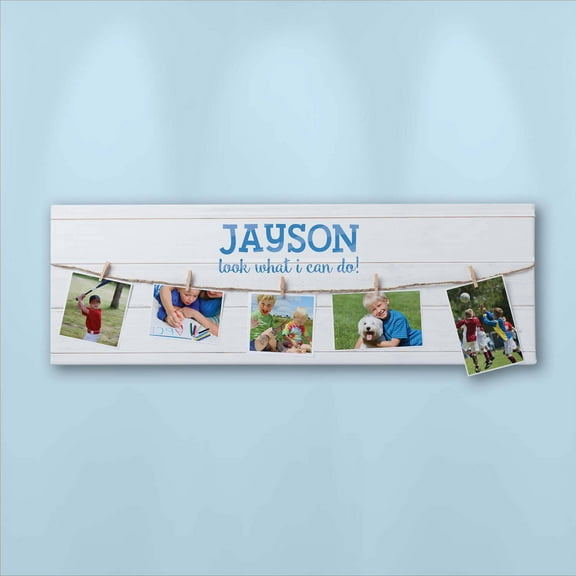 Look What I Can Do Personalized 9" x 27" Canvas with Photo Clips