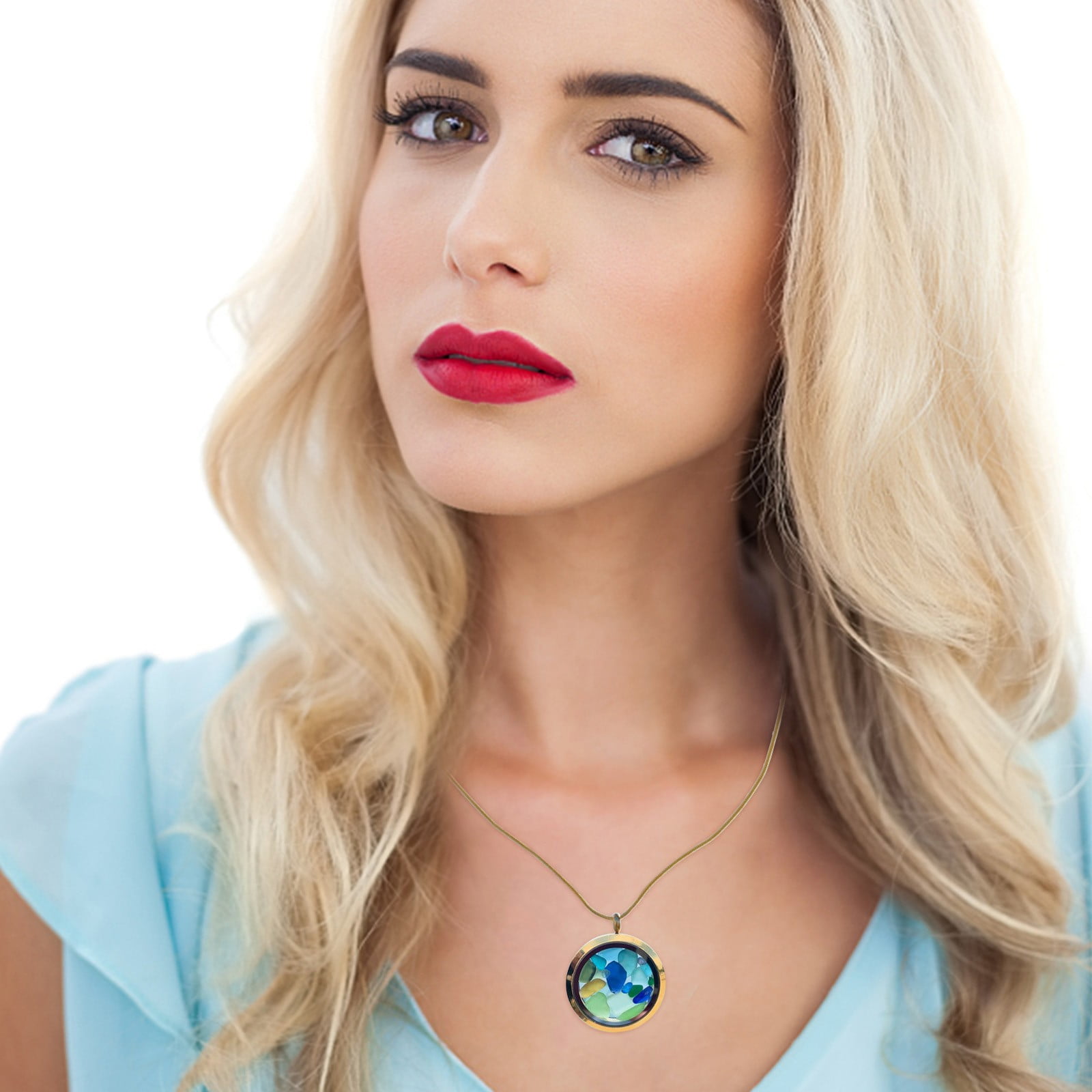 Yoloke Sea Glass Necklace, Elegant Collectible Jewelry for