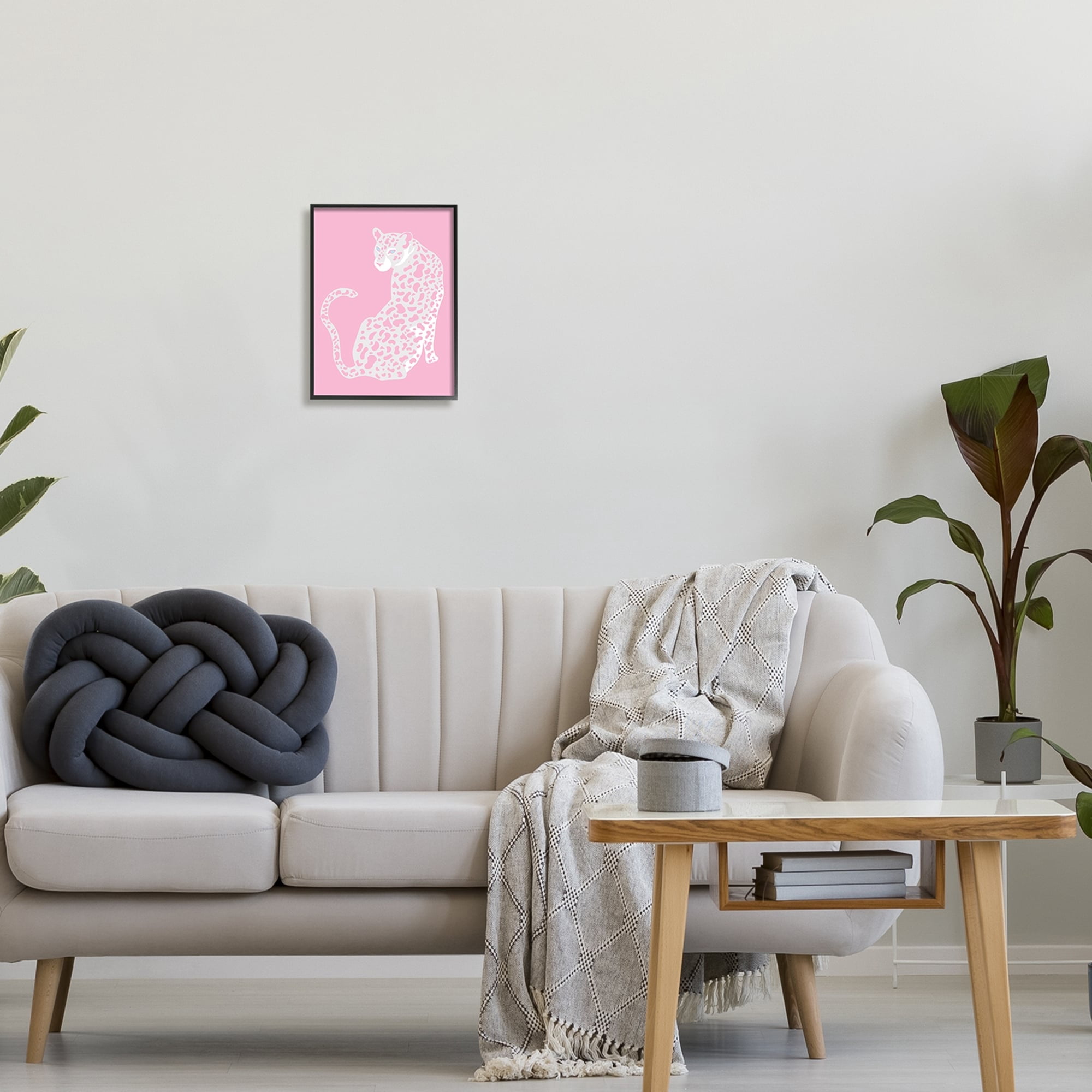 Stupell Industries Pink Modern Leopard Cheetah Portrait Piercing Gaze Graphic Art Black Framed Art Print Wall Art, Design by Birch&Ink