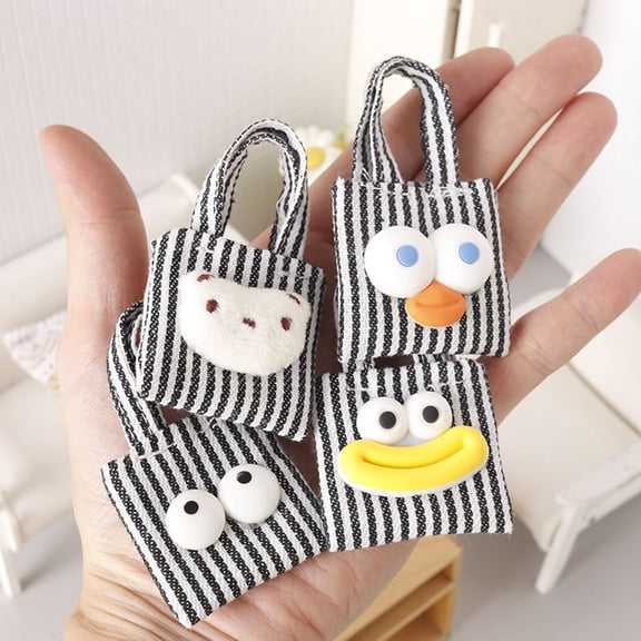 Mightlink Miniature Canvas Bag with Pattern,Fabric Mini Bag for Dolls Dress Up Toys,DollHouse Accessories for 1/6 1/12 Scale Dolls