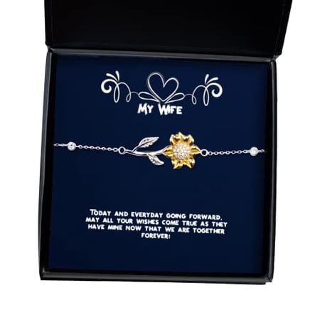amangny Beautiful Wife Sunflower Bracelet, Today and Everyday Going Forward, May All Your Wishes Come True as!, Epic for Wife, Holiday