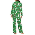thumbnail image 3 of SCRAWLGOD Santa Claus Women Pajamas Long Sleeve Nightwear for Women Pj Loungewear Size L V Neck Front Button Up Pjs Lightweight 2-Piece Set for Christmas, 3 of 7