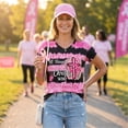 thumbnail image 3 of Breast Cancer Shirts For Women Pink Ribbon V-Neck Breast Cancer Awareness Short Sleeve Tee Cancer Pink Ribbon Floral Gradient Print Tops, 3 of 4